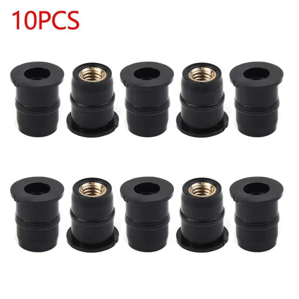 10PCS Universal M5 Rubber Nuts Motorcycle Windscreen Windshield Bolts Screws Nut Fastener Rubber Brass Motorcycle Accessories