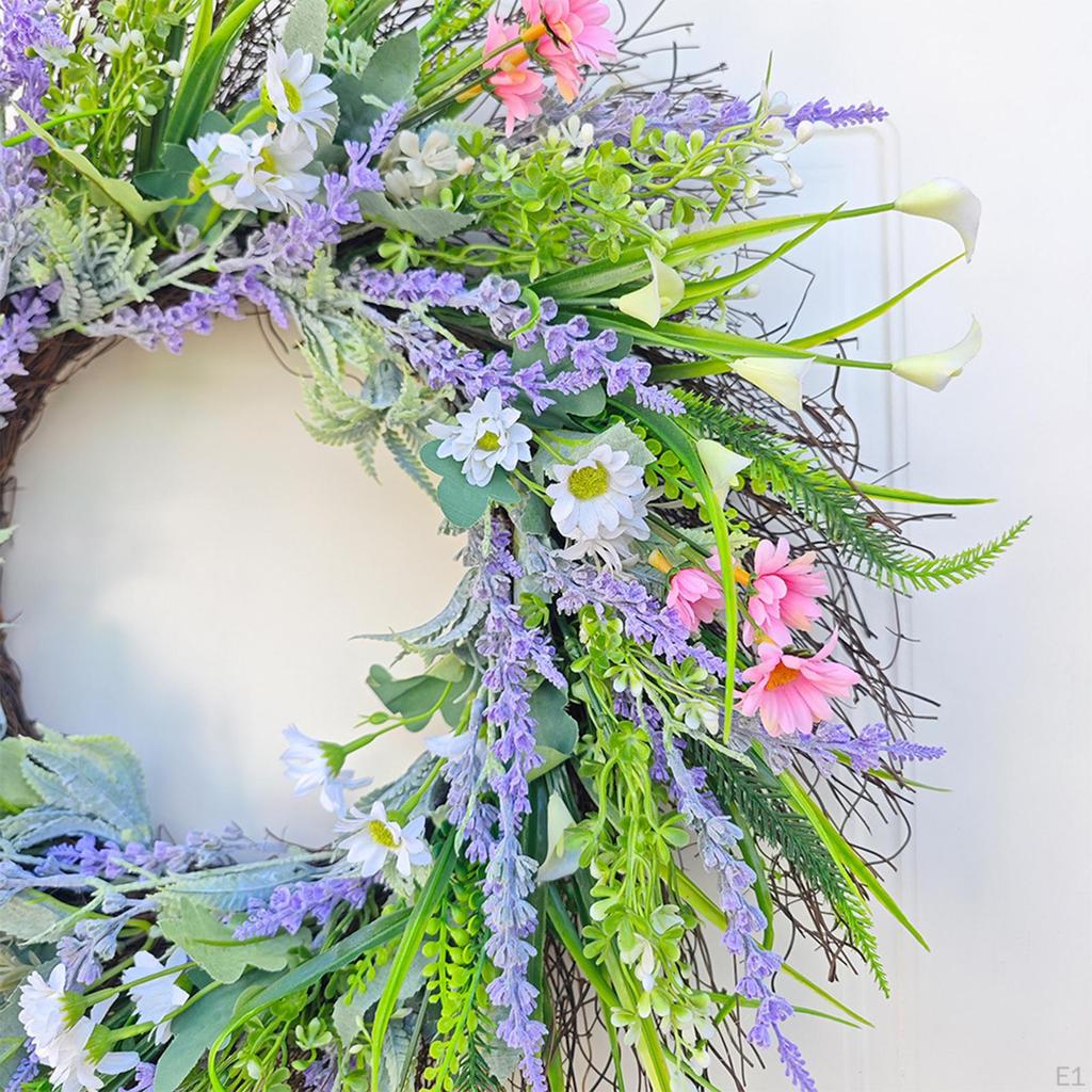 Vårkrans Dørkrans Fargerik, Kunstig Blomst Sommer for Festival Innendørs