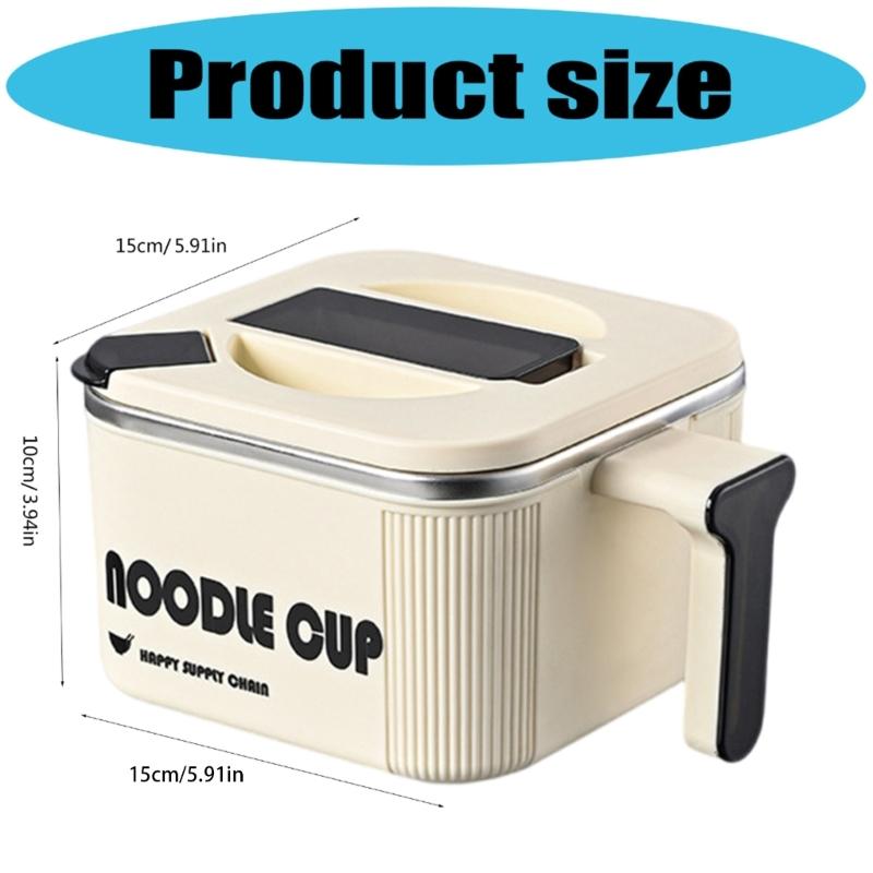 Square Noodles Container with Drain Holes Dishwasher Safe Stainless Ramen Bowl Kitchen Dining Accessory