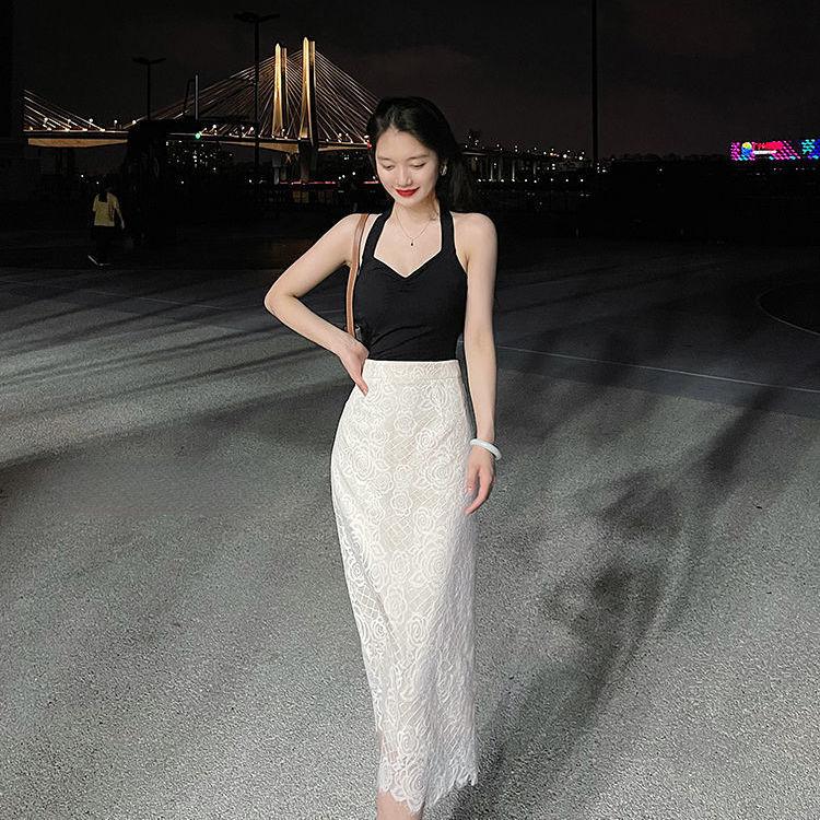 Women's Tops Vintage Sexy Solid Color Undershirt Niche Design Hanging Neck Undershirt Outside The Beauty Back Tops