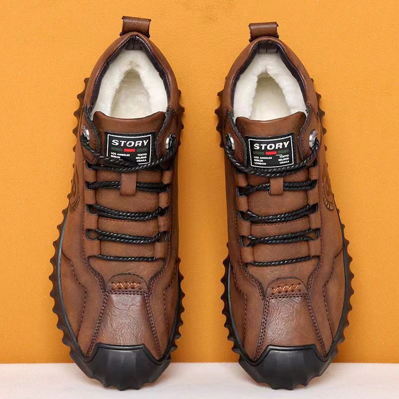 Men's Cotton Shoes Winter  Snow Resistant Work Boots Comfortable Outdoor Men's Casual Fur Ankle Boots