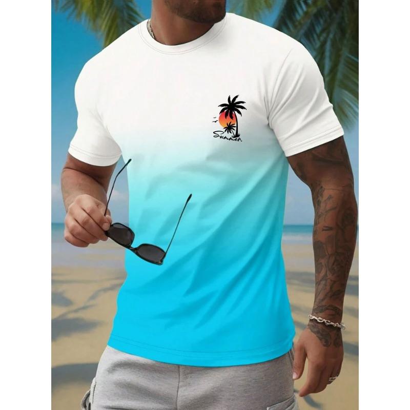 Summer Casual Everyday Men's Short Sleeve Top Hawaiian Men's Fashion T-shirt Outdoor Beach Men's Crew Neck T-shirt 3D Print