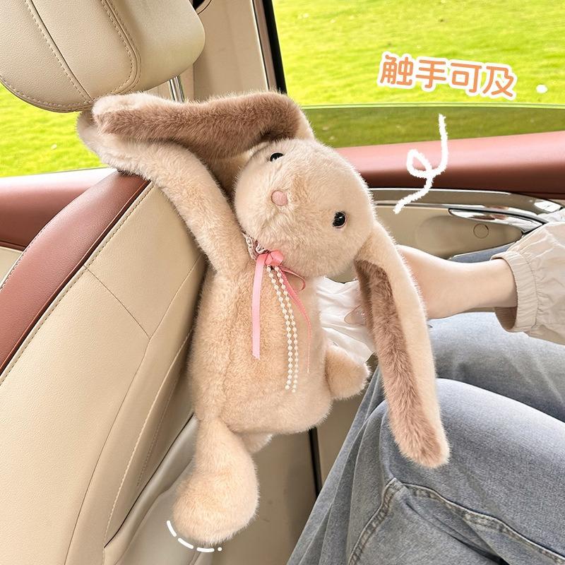 Cute Plush Creative Hanging Car Tissue Box For Women Car Interior Decoration