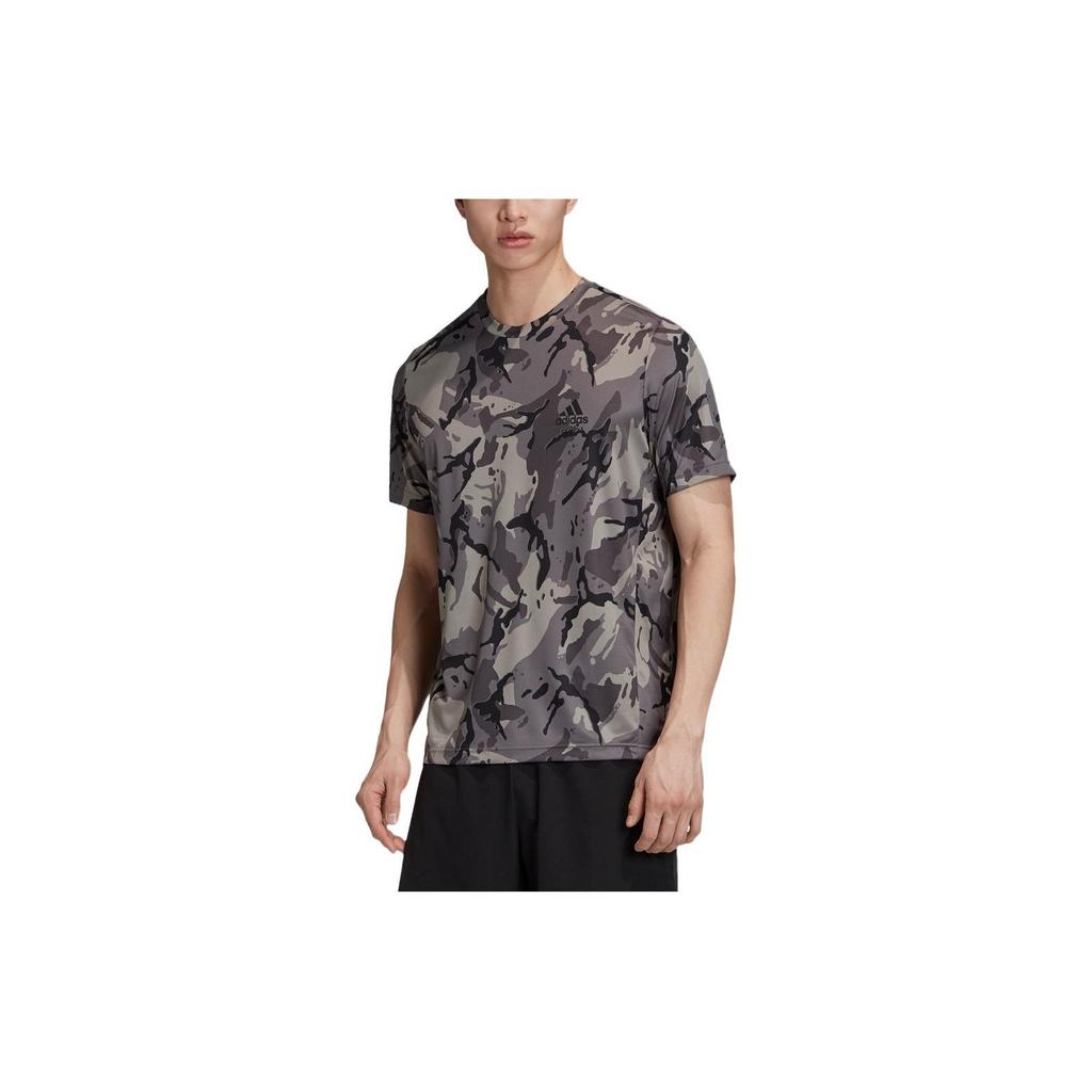 Adidas Camouflage Print Crew Neck Short Sleeve T-Shirt Men Tops Dove-Grey GD5297