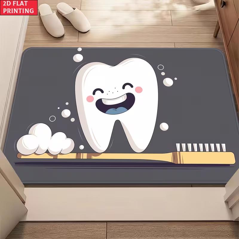 Pink Line Art Teeth Dental Doormat Dentist Tool Star Print Non Slip Mat Dental Clinic Entry Decor