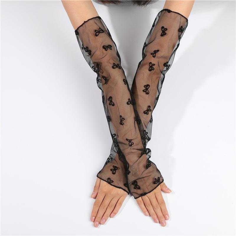 1 Pair Sunscreen Lace Gloves Women Sexy Elastic Sleeve Driving Gloves Long Fingerless Fishnet Arm Sleeve Mittens Covered Gloves