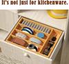 Bamboo Storage Box: 5-Compartment Cutlery and Silverware Tray for Kitchen or Bedroom