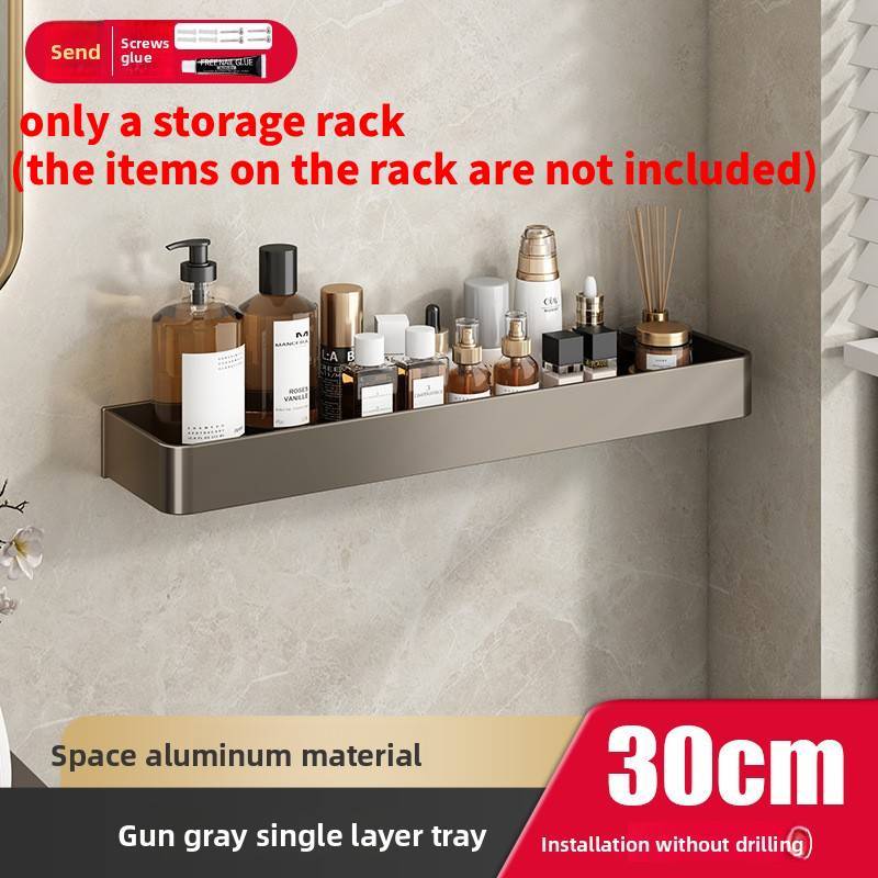 Gun Gray Aluminum Bathroom Shelving Unit For Shower And Toilet Storage