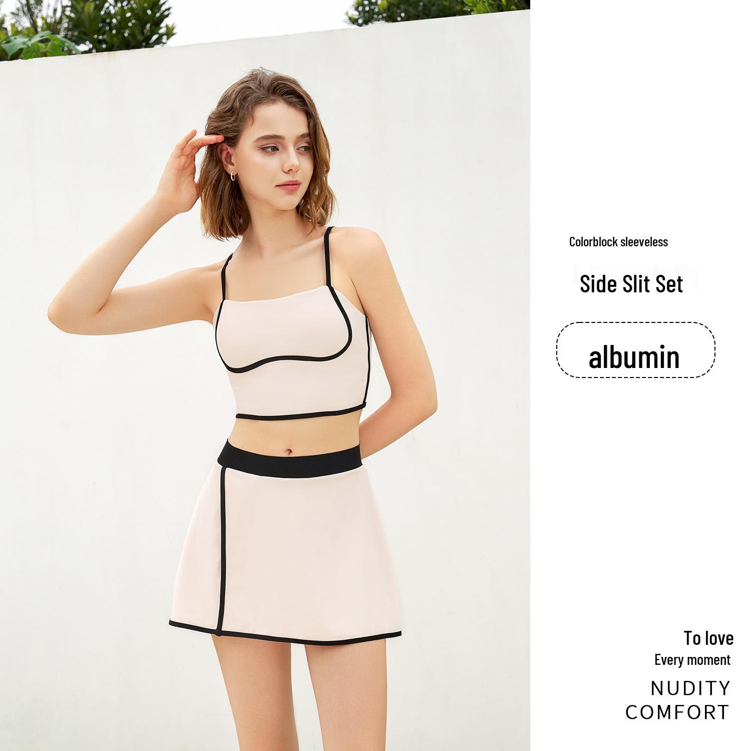 Женский ударопрочный спортивный жилет и высокоэластичный топ для йоги, комплект в стиле колор-блок Large