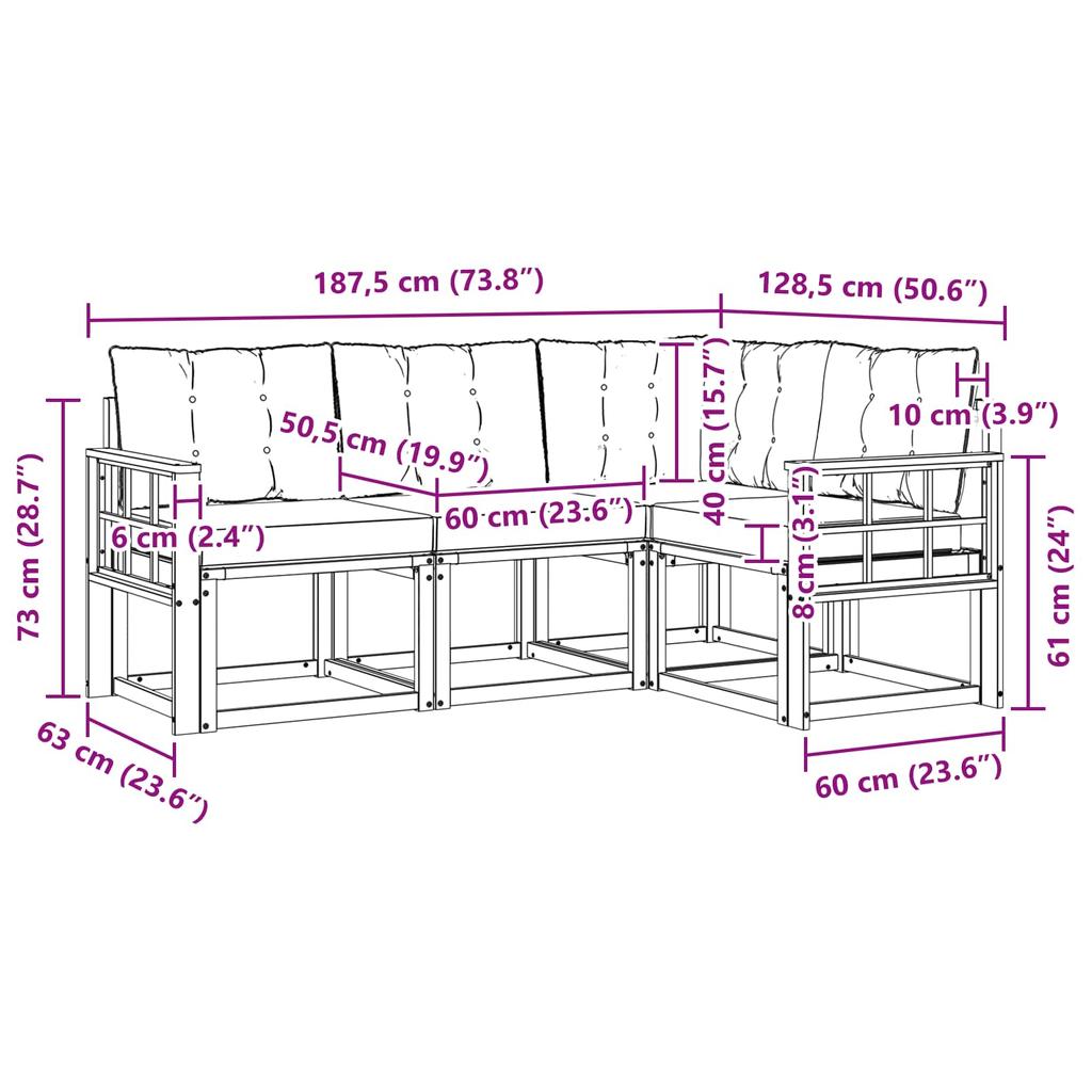 Outdoor Sofa Set with Cushions 4 pcs White and Beige