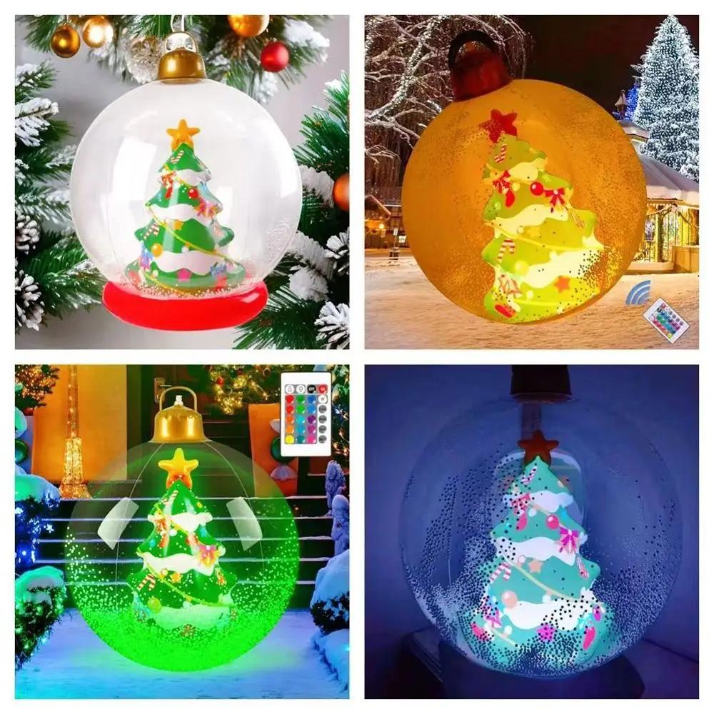 24 Inch Christmas Inflatable PVC Material Clear Ball Giant Christmas Balls Waterproof 60CM Size Holiday Decor Window Display