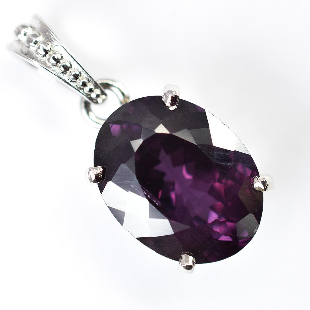 Natural 21.8 CT Purple Alexandrite Certified Gemstone Pendant 925 Silver
