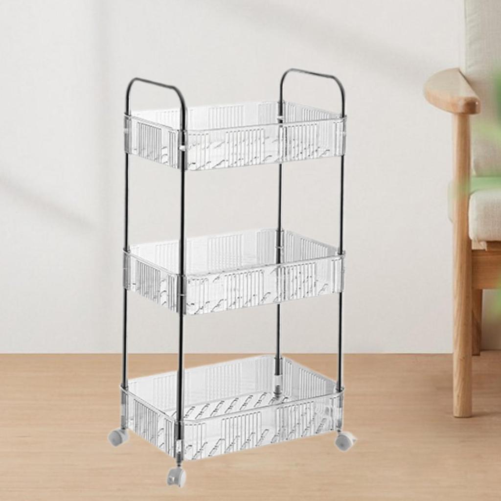 Mobile Shelf Cart with Caster Wheels 3 Layer Home Kitchen Corner Office Rolling Storage