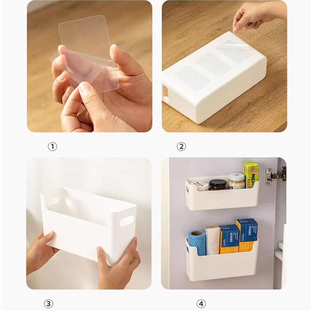 Adhesive Wall Mounted Storage Box No Punch Kitchen Organizer Multifunctional Storage Rack  Bathroom