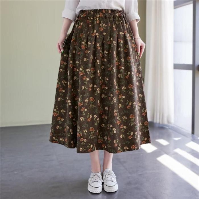 Women's Summer Printed A-line Skirt: Fashionable and Belly-Slimming