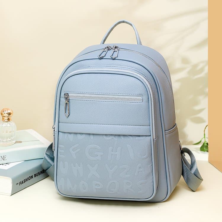 Letter embossed backpack large capacity student backpack