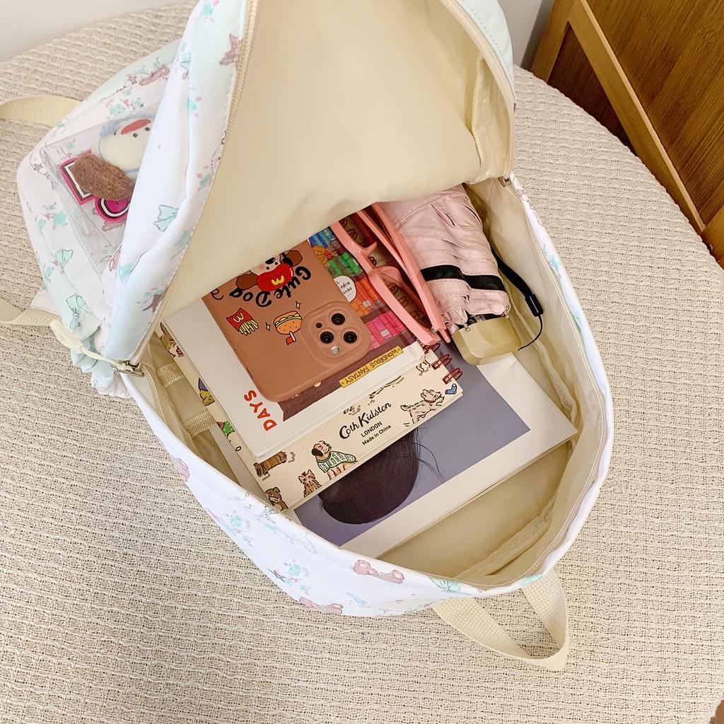 The Schoolbag Is High-value, Fresh and Cute, and the Printed Back Is Casual for Junior High School Students. It Is Simple, Light and Versatile.