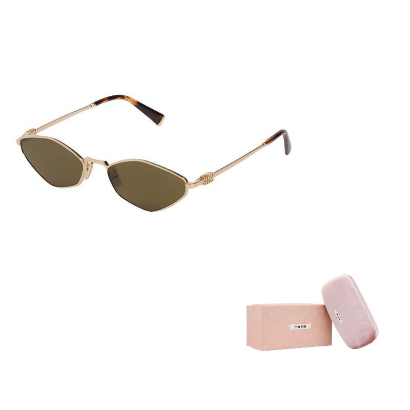 MIU MIU Solid Color Design Metal Irregular Shape Sunglasses Women Sunglasses Gold SMU56ZE5AKFE09ZC056