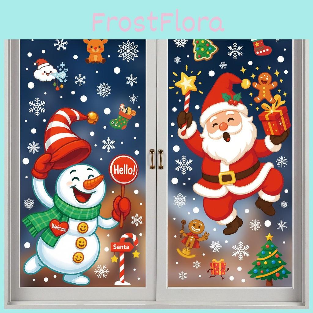 Window Christmas Festive Decals With Santa And Snowman For Display Seasonal
