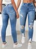 2026 European & American Style High-Waisted Elastic Ripped Skinny Jeans for Women