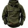Men’s Solid Color Hooded Sweatshirt with Multi Pockets