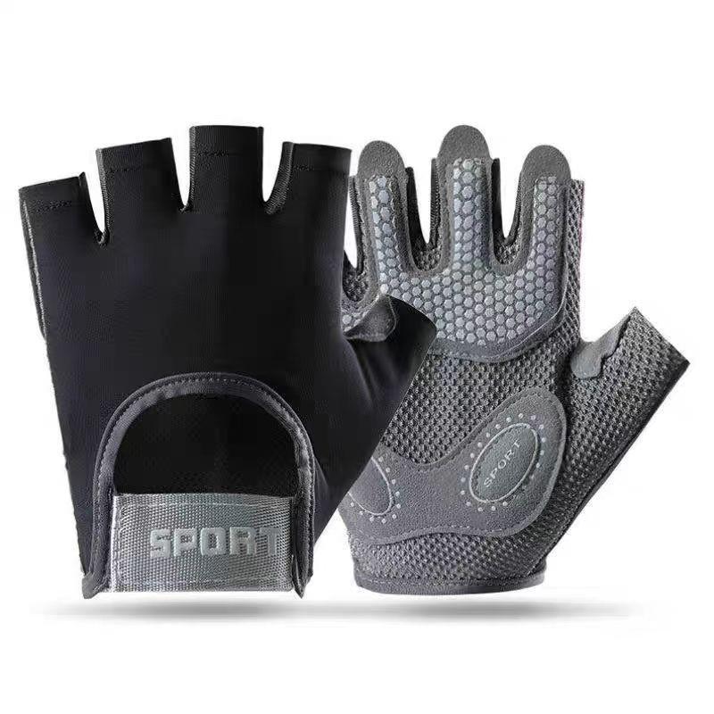 Unisex Fitness Half-Finger Gloves with 3D Silicone Cushion for Barbell & Pull-Up Training - Anti-Callus, Anti-Slip, Shock Absorbing, Wear-Resistant