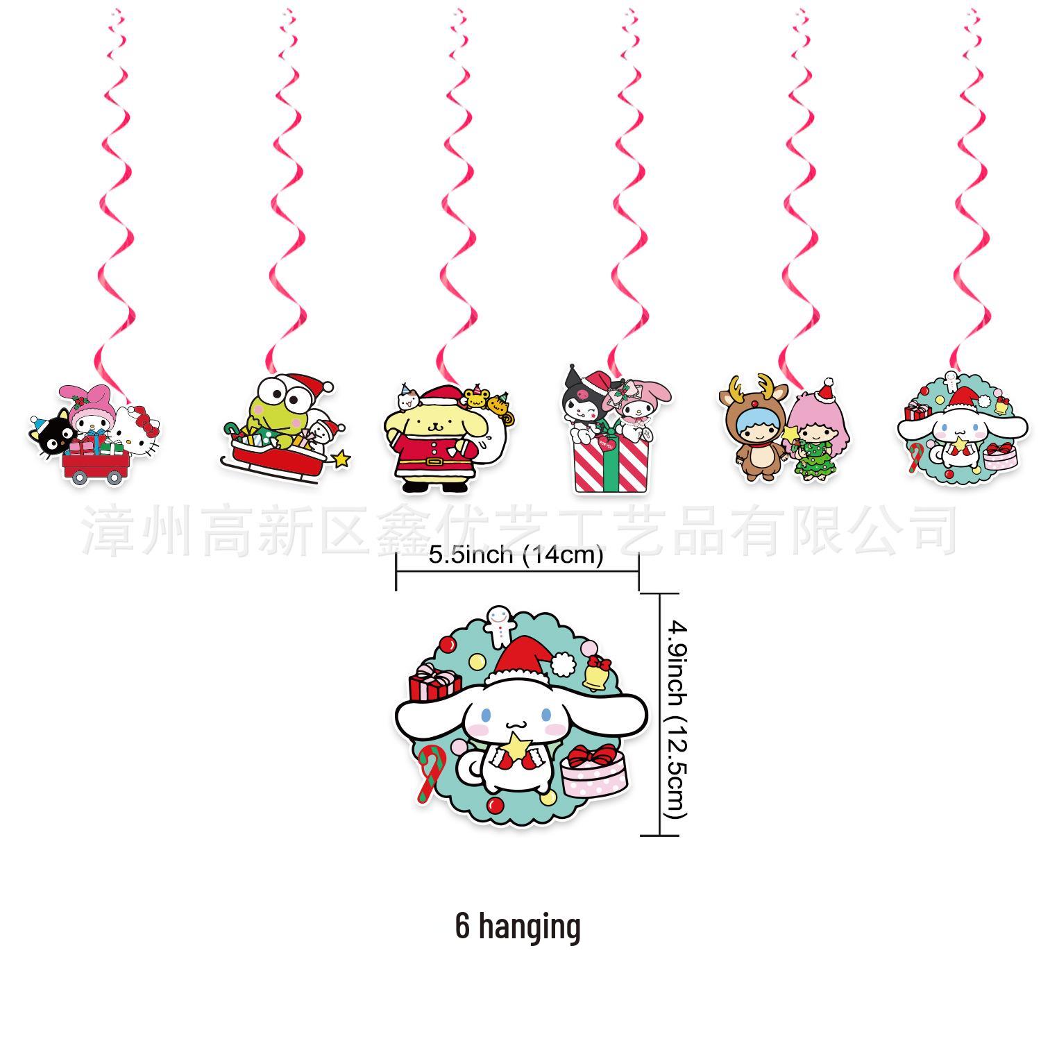 Available: Sanrio-themed Christmas Birthday Cake Toppers, Party Decorations, Spiral Flags & Balloons.