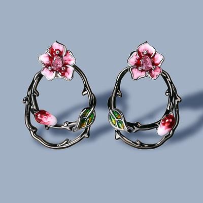Mode Süße Temperament Handgemachte Emaille Blume Hohl Ohrringe Damen Mode Ohrringe Schmuck Romantische Blumen Schmuck