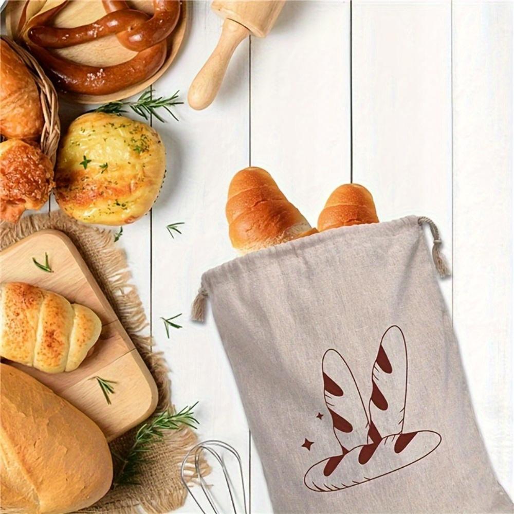 Linen Bread Storage Bag. Reusable Drawstring Keeper for Bread, Toast, Fruits & Veggies.