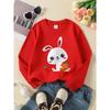 European sizes Kids' Crewneck Sweatshirt - Cute Rabbit Holding Carrot Pattern , Sportswear And Casual Wear, Soft And Comfortable, Children's Clothing