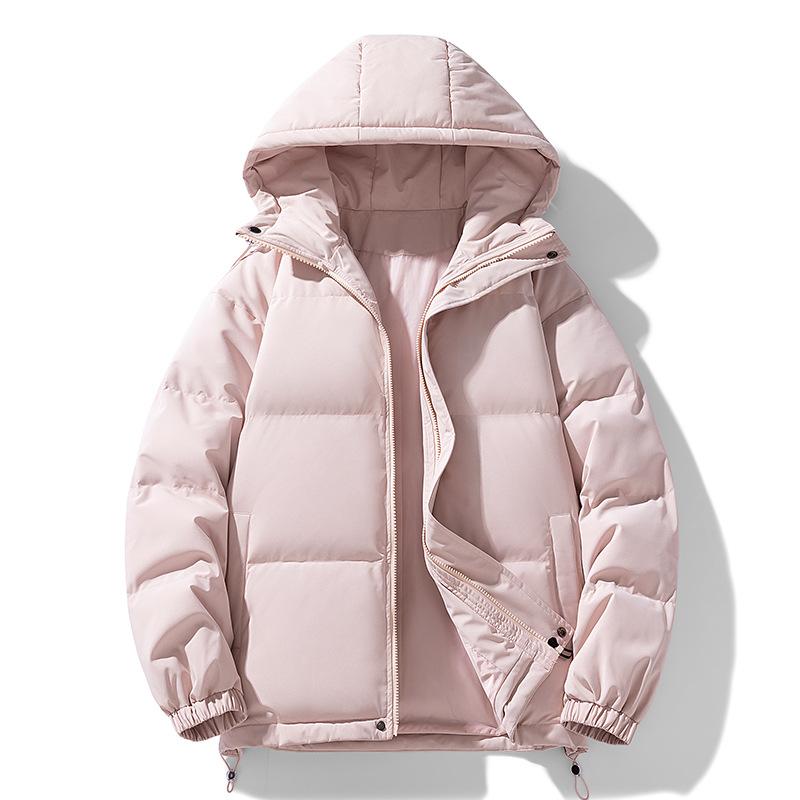 Herbst- und Winter-Einfarbiger Kapuzen-Baumwollmantel für Herren und Damen, Trendiger Verdickter Baumwollmantel im Hongkong-Stil, Warme Jacke, Studenten-Brotmantel