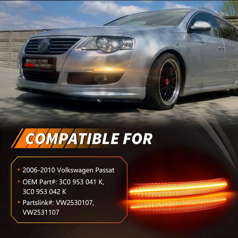 2Pcs Front Bumper Turn Signal Light DRL Light Parking Light With Dynamic LED For 2006 2007 2008 2009 2010 Volkswagen Passat