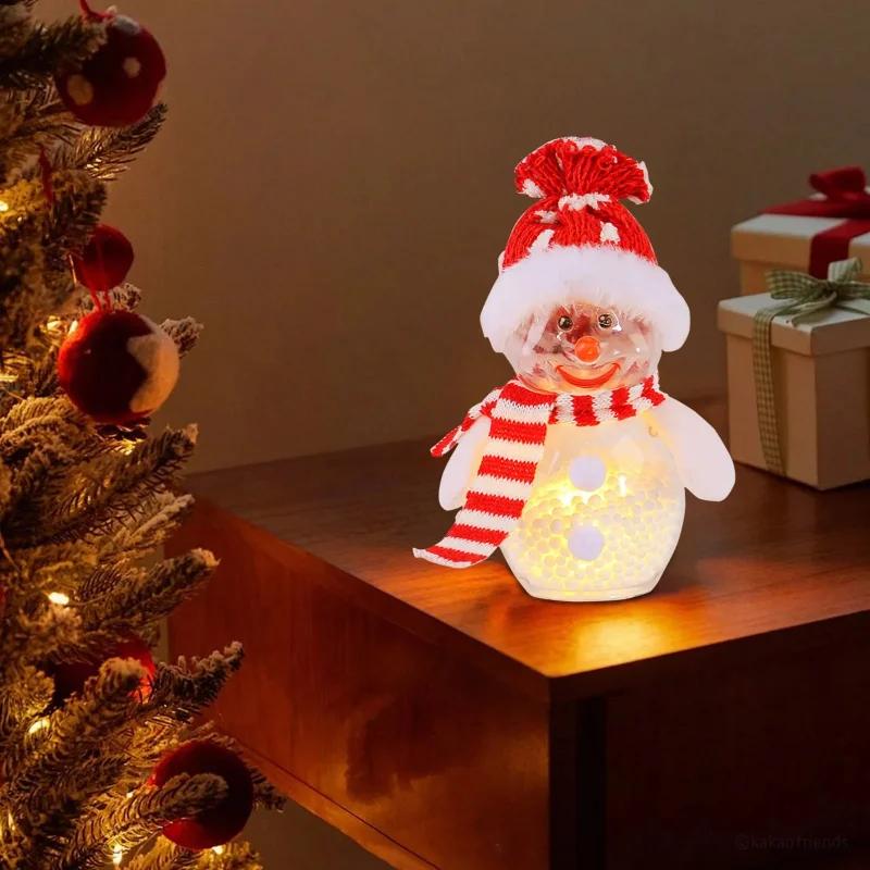 Lighted Snowman Christmas Decoration Light Up Snowman Christmas Decor Transparent Holiday Doll Christmas Decorations for Table