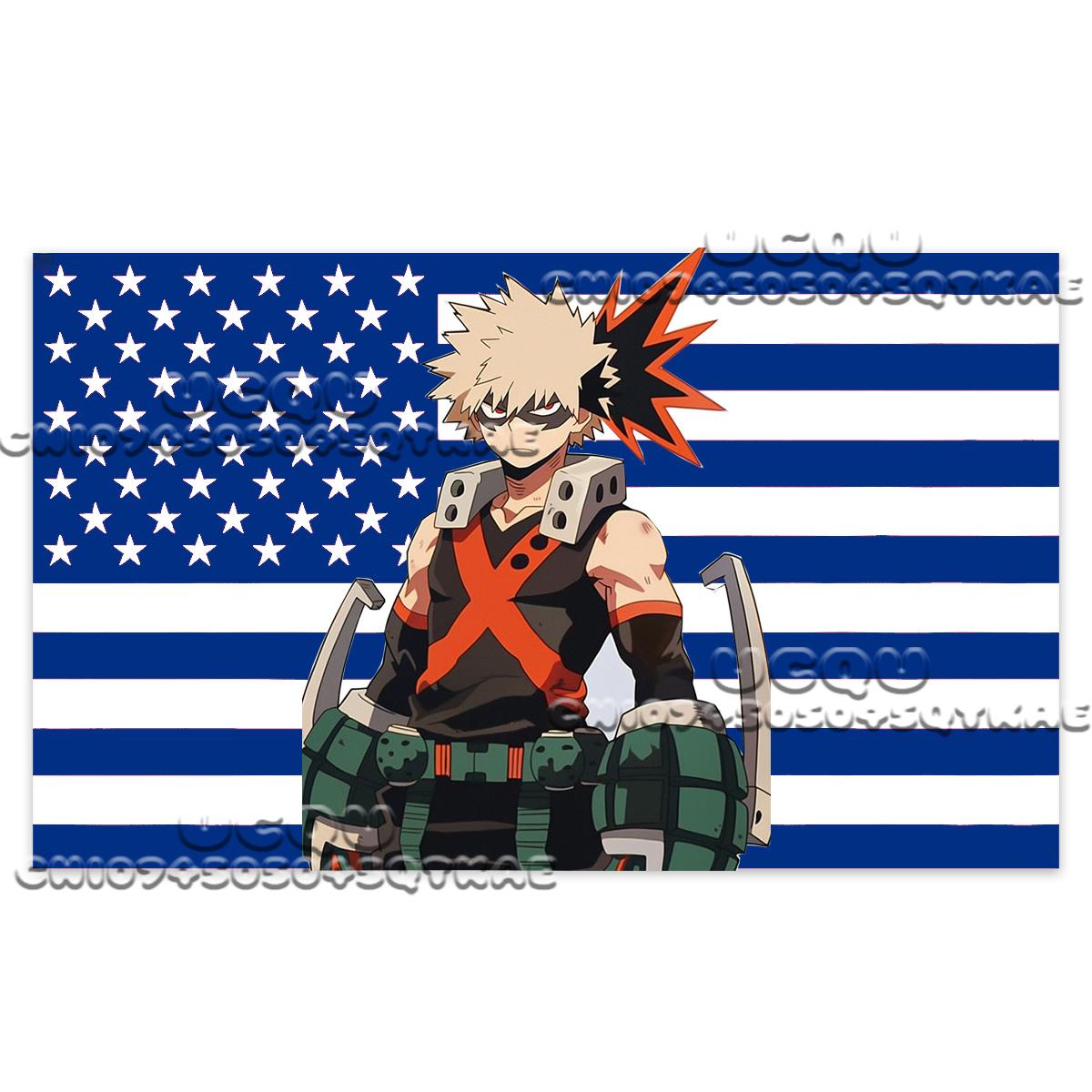 

My Hero Academy Bakugou Katsuki American Flag Tapestry Anime Background Decoration Dormitory Bedhead Living Background Cloth 29x37in