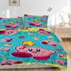 3pcs Bedding Set Birthday Kirby Includes 1 Comforter + 2 Pillowcases, Without Pillow Inserts, Soft Comfortable, Lightweight Breathable, Prin
