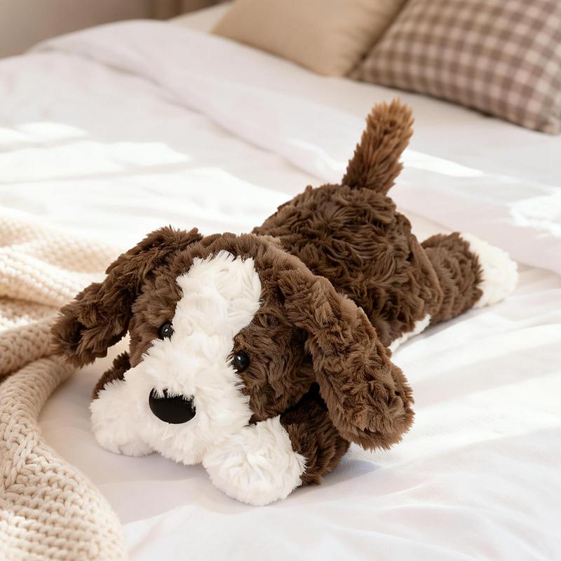 Cute Dog Plush Toy Brown Beige Lap Dog Soft Pillow Sofa Cushion Sleep Companion Doll Children's Birthday Gift for Girlfriend Boy