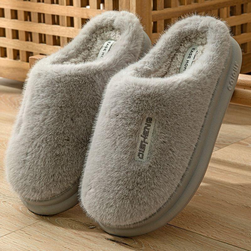 Cotton slippers women spring and autumn winter plush non-slip home use home indoor warmth couple winter men