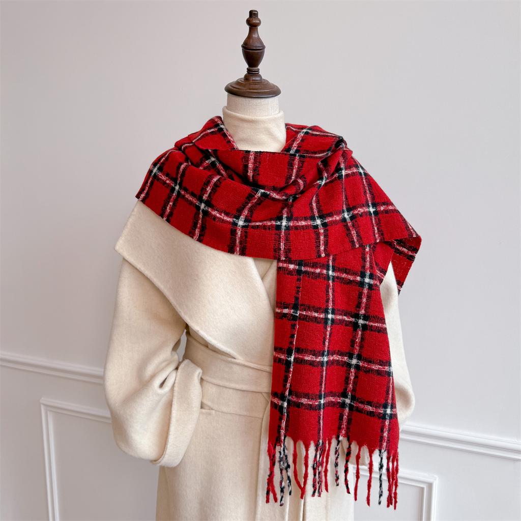 2025 Cold-Proof Winter Women Scarf Thick Warm Tassels Shawls Pashmina Stripe Designer Neckerchief Cashmere Lady Luxury