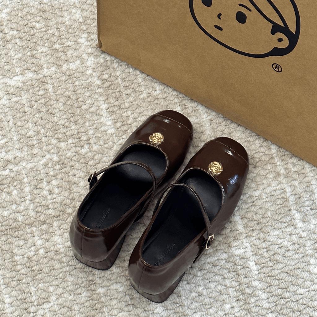 Fashion A New Retro French-style, Versatile, Thick-heeled Commuter Mary Jane Single Shoe with an Insole Height Increase of 7cm for Women