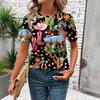 Fashion Hot Sale Christmas Halloween Double Series 3D Printed Women's Trend Crew Neck Loose Short Sleeve T-Shirt