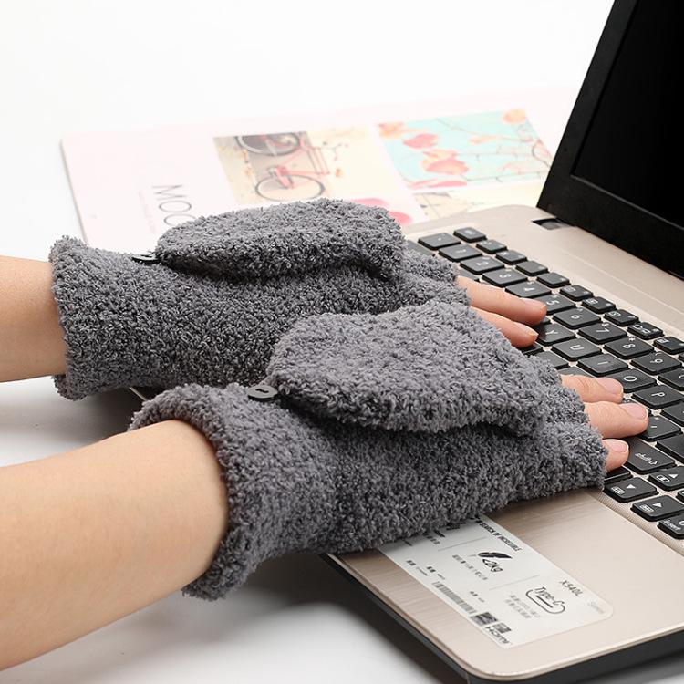 Unisex Rukavice s odklápěcími prsty Dámské Korálový samet Odolné proti chladu Palčáky Zimní teplé Měkké Dvouúčelové Fleece rukavice