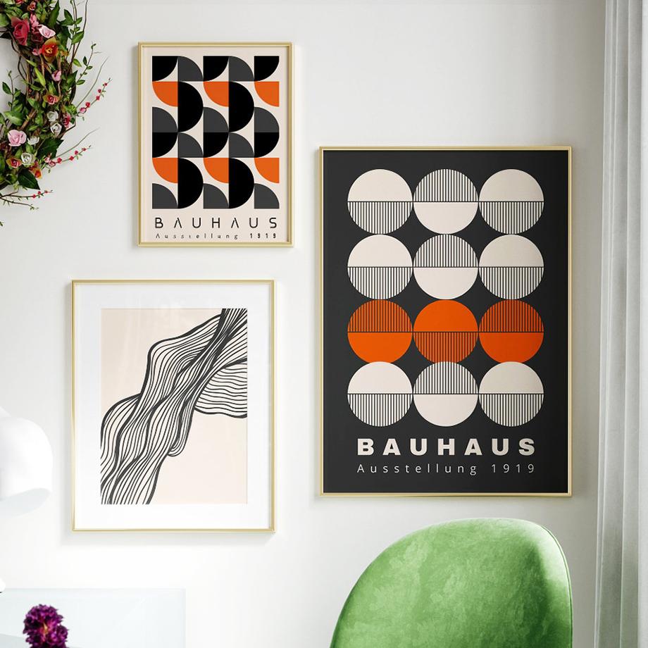 Bauhaus Geometrische Linien Regenbogen Wandkunst Poster Drucke Nordisch Abstrakt Leinwandgemälde Hotel Bar Bilder Für Wohnzimmer Dekor