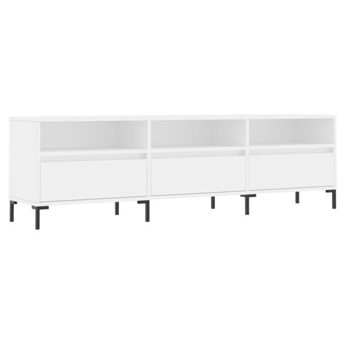 VidaXL Meuble TV, Armoire de Télévision avec 6 Compartiments, Meuble Télé avec Pieds Salon Salle de Séjour, Blanc Bois 831284
