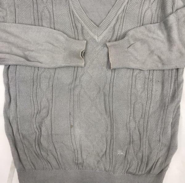 80s-90s Vintage/Burberrys/V-Neck Knit Sweater/L/Gray/