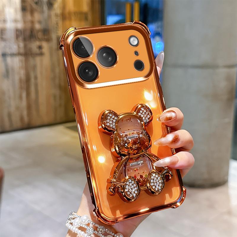 Applicable To iPhone17proMax Airbag Mobile Phone Case Quicksand Violent Bear Apple 16 Four Corners Anti-drop 15 Protective Case