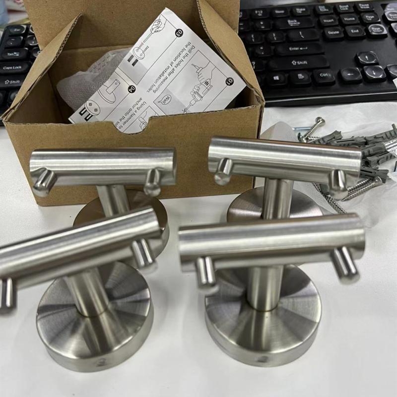 4pcs Towel Hooks Rustproof Easy Installation Wall Mounted 304 Stainless Steel Coat Hook For Kitchen