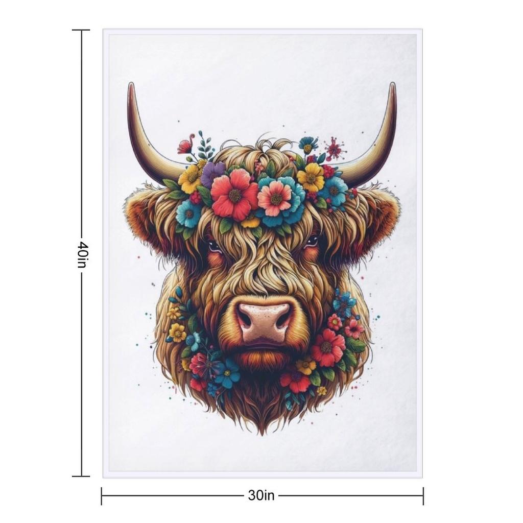Scottish Highland Cow Cattle Farm Hairy Cowgirl Flower Throw Blanket Weighted Sofa Throw heavy to sleep Blankets