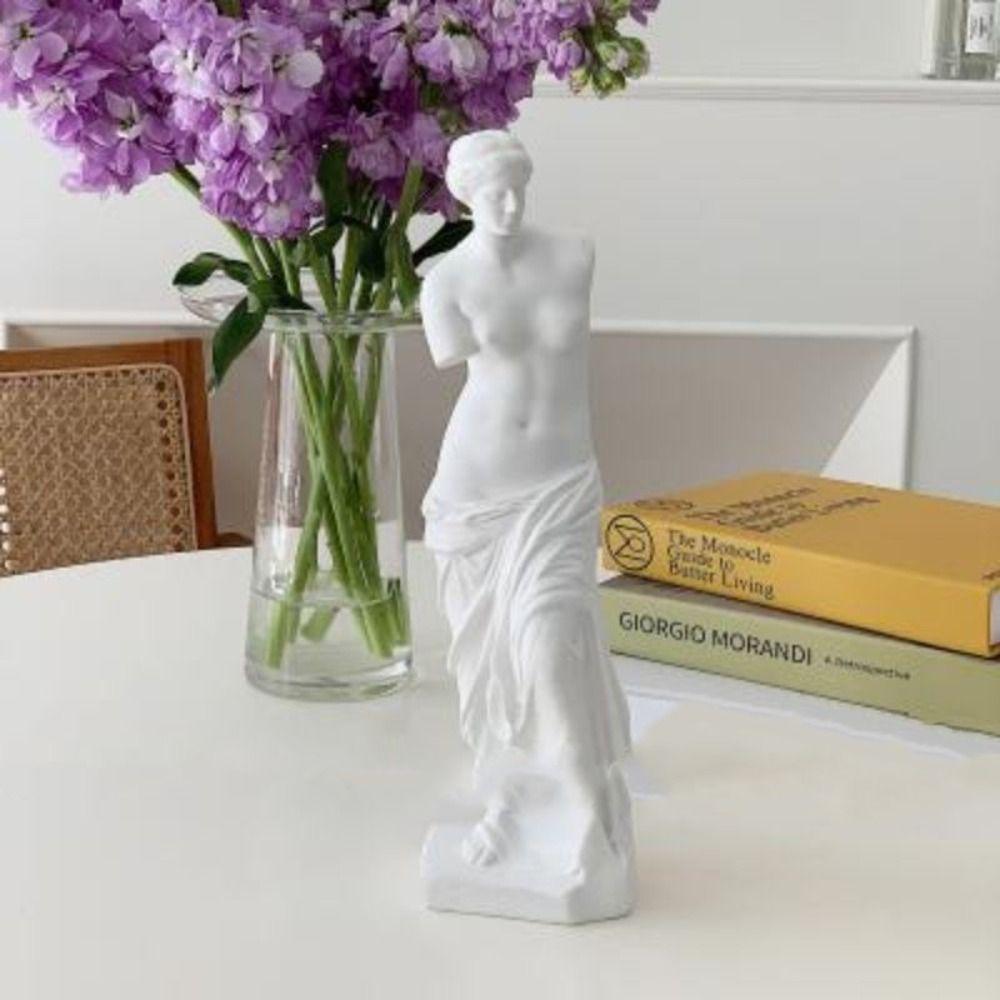 White Artwork Sketch Plaster Resin Art Figurine Beauty and Love Broken Arm Venus Statue Bookshelf