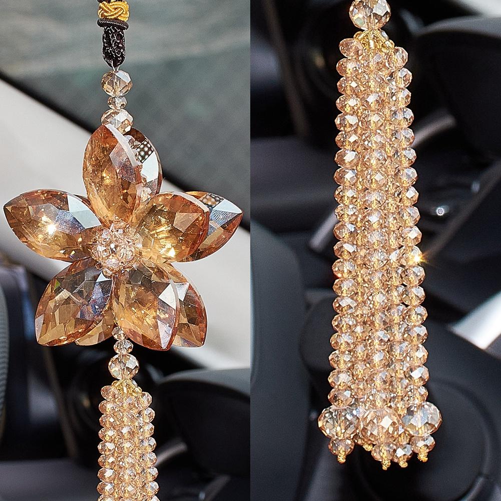 

Зеркало заднего вида автомобиля, подвесные аксессуары, искусственный кристалл, цветок, подвески, украшения, Lucky Auto, украшение интерьера, декор