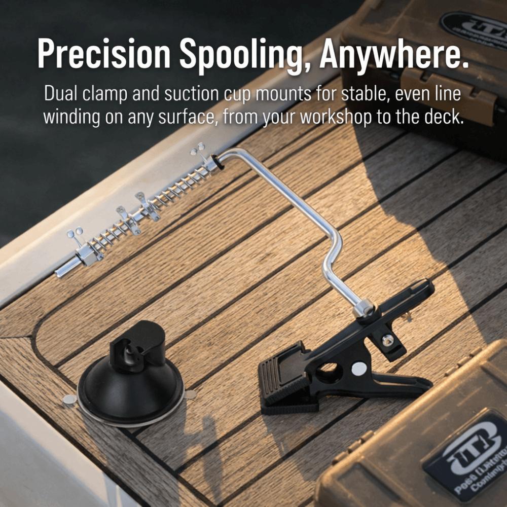 with Suction Cup and Clamp Fishing Line Spooler Reel Spooling Tool for Multiple Size Spools